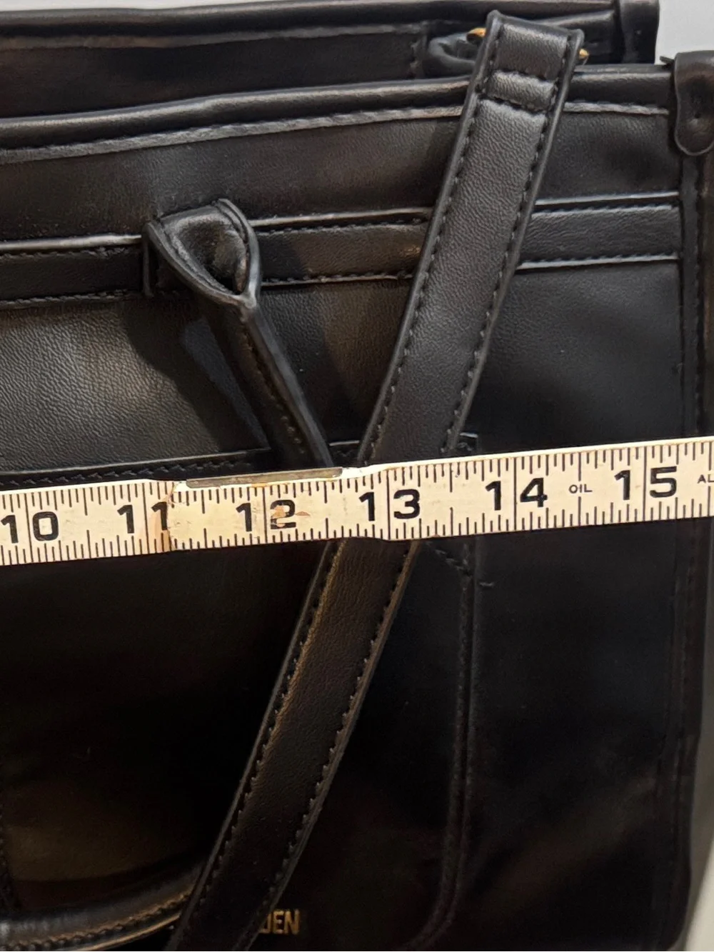 Steve Madden Black Leather Satchel with Colorful Charm Chain